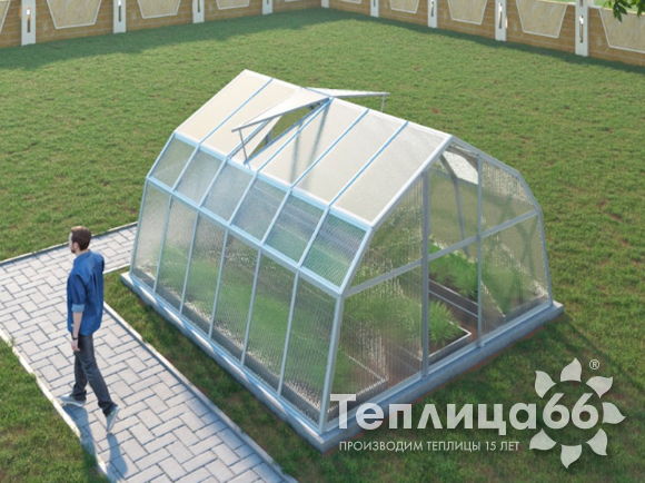 Теплица Рада Таймыр из поликарбоната, 3,5x4 метра, белая